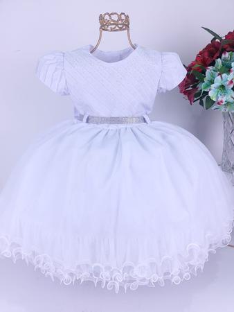 Vestido Infantil Branco Batizado Casamento Festa Ano Novo 1 A 3