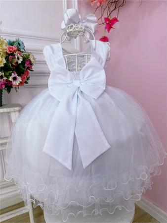 Vestido Infantil Branco Batizado Daminha Dama De Honra ninalice