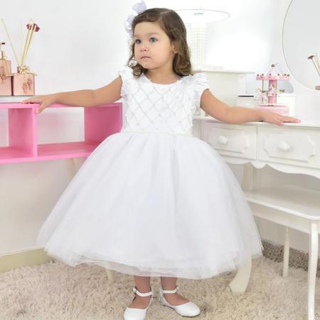 Vestido De Festa Bebê Infantil Luxo Princesa Daminha Batizad