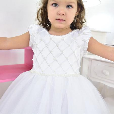 Vestido infantil menina bebê batizado Daminha Casamento 3 peças Renda  Branco Premium Luxo - Auhe Kids