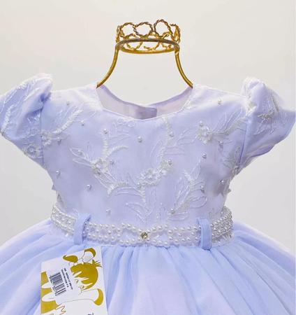 Imagem de Vestido Infantil Branco Luxo Batizado Daminha 1 A 3 Anos