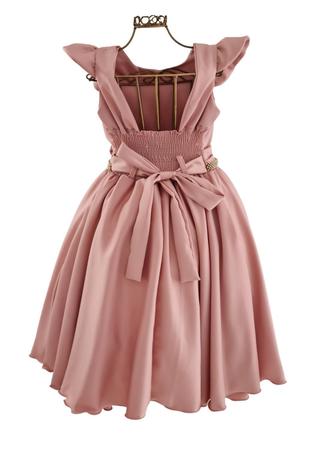 Vestido infantil best sale de cetim rosa