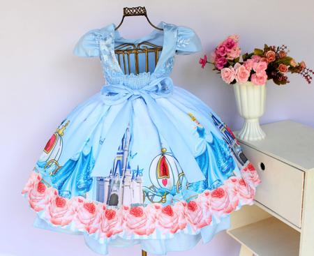 Vestido da Princesa Cinderela Infantil com Led - Festivo Festas