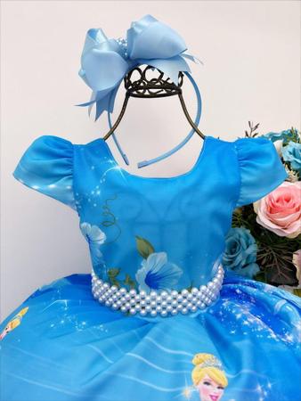 Vestido Infantil Cinderela Princesa Temático Festa Luxo