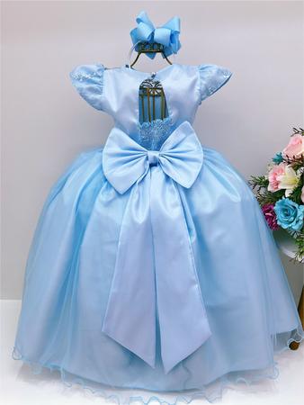 Vestido Infantil Dama Honra Azul Bebê Casamento Renda Pérola - Mariê -  Vestido para Bebês - Magazine Luiza