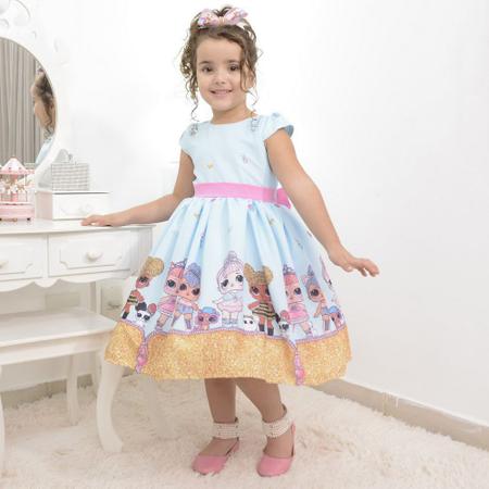 Imagem de Vestido infantil das bonecas Lol surprise glitter confetti azul