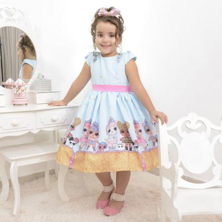 Imagem de Vestido infantil das bonecas Lol surprise glitter confetti azul