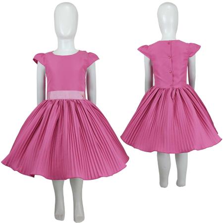 Vestido de Festa Midi Katarina Pink Decote Diamante Saia Evase Drapeada  Tecido Chiffon - Moça Bonita Online - Loja de roupas femininas, vestidos de  festa e casual.
