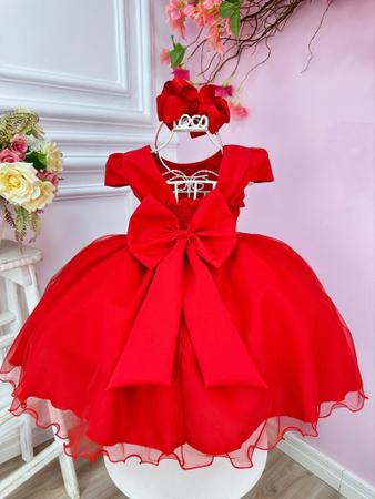 Vestido Infantil de Festa Vermelho Princesa Natal