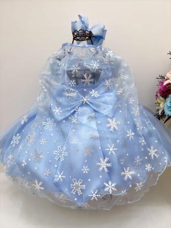 Vestido Infantil Frozen Elsa Com Capa Azul Fantasia Menina - Tio Dedé -  Fantasias para Crianças - Magazine Luiza