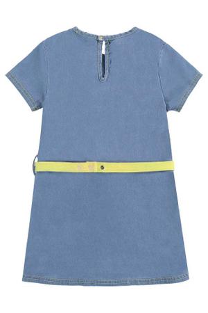 Imagem de Vestido Infantil em Jeans Hello Strass e Pochete Moletinho Tie Dye - Kukie