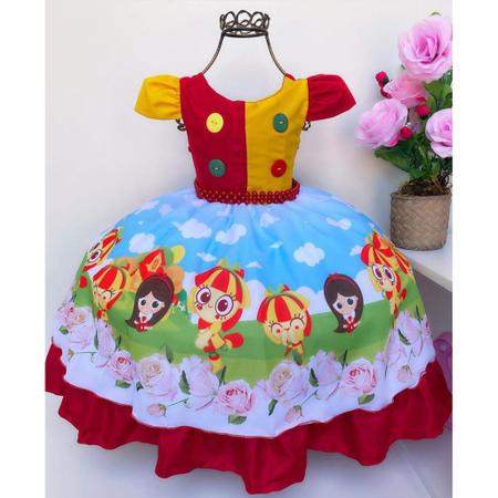 Vestido Infantil Em lia S tio do Pica Pau Amarelo Festa Luxo