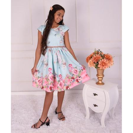 Imagem de Vestido infantil Fada e jardim Floral verde jardim das fadas