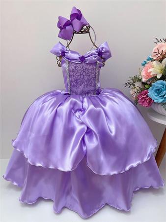 Fantasia Carnaval Princesinha Sofia Lilas Bebe Infantil Luxo