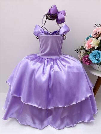 Fantasia Carnaval Princesinha Sofia Lilas Bebe Infantil Luxo