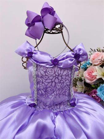 Fantasia Carnaval Princesinha Sofia Lilas Bebe Infantil Luxo