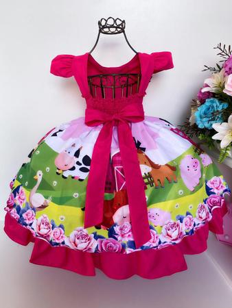 Vestido Bebê Menina Babados Flores Rosa TMX Kids