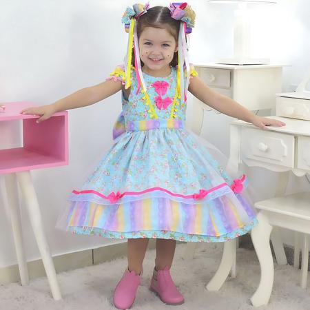 Imagem de Vestido infantil Festa Junina Pop IT + 2 Laços de Cabelo - Luxuoso