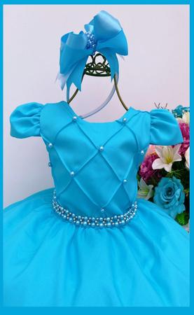 Imagem de Vestido Infantil Festa Nervura Azul Tiffany