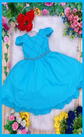 Imagem de Vestido Infantil Festa Nervura Azul Tiffany