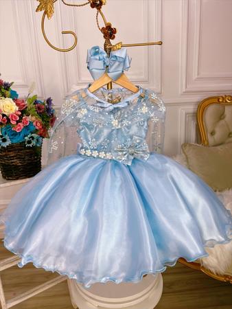 Vestido Infantil Frozen Elsa Com Capa Azul Fantasia Menina - Tio Dedé -  Fantasias para Crianças - Magazine Luiza