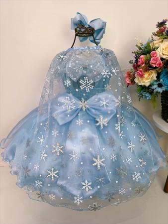 Vestido Infantil Frozen Elsa Com Capa Azul Fantasia Menina - Tio Dedé -  Fantasias para Crianças - Magazine Luiza