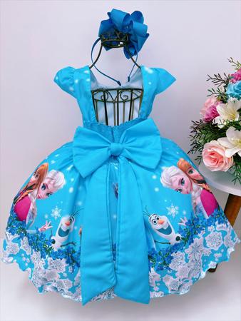 PROMOÇÃO Vestido Infantil Temático Personalizado Festa Frozen