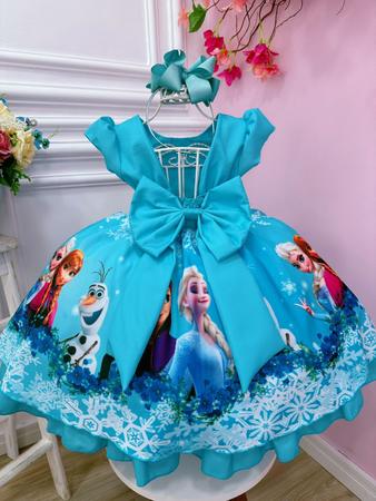 Vestido infantil tema Frozen - Elsa e Anna