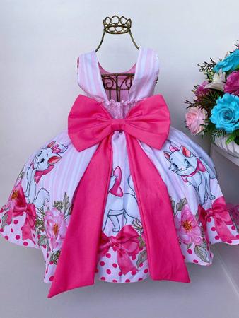 Vestido Gatinha Gata Marie Rosa Infantil Festa Lindo