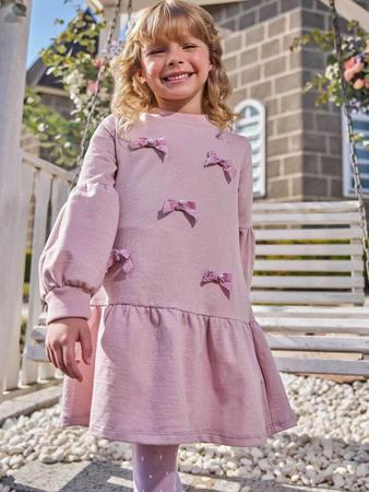 Imagem de Vestido Infantil Inverno Algodão Rosê C/ Fios Lurex Kukiê