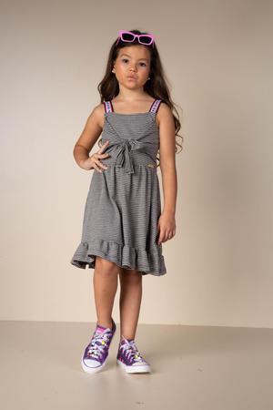 Vestido Menina Anjo Canelado na cor Preta - Pilili Moda Infantil