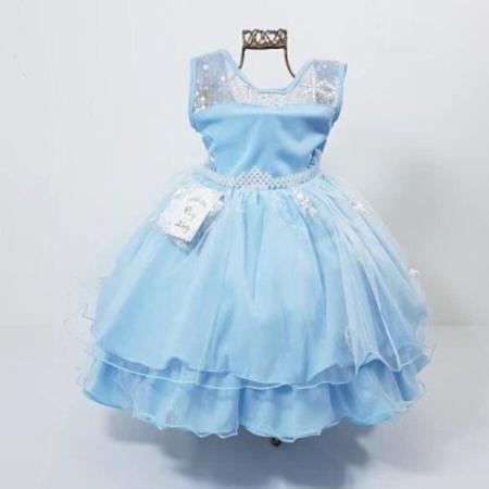 Imagem de Vestido Infantil Juvenil Luxo de Festa Princesa Elsa Frozen + Capa (Tam 4 ao 12)