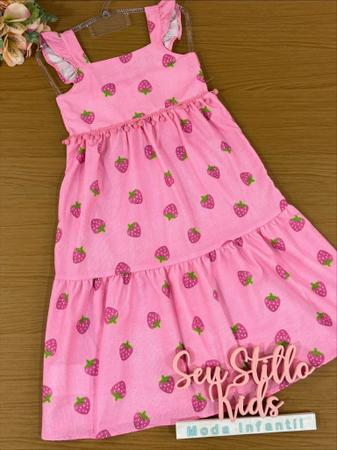 Imagem de Vestido Infantil Kukie Tropical Rosa Moranguinho