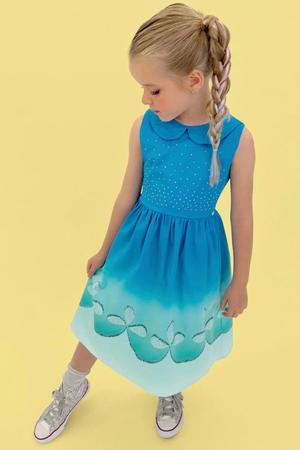 Imagem de Vestido Infantil Kukie Verão Azul Princesa Poppy Trolls