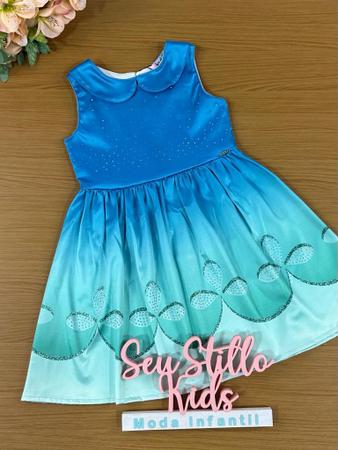 Imagem de Vestido Infantil Kukie Verão Azul Princesa Poppy Trolls