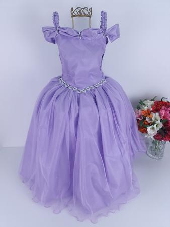 Vestido Infantil Lilás Rapunzel Princesa Sofia Aniversário Daminha