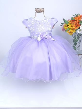 Vestido Infantil Lilás Rapunzel Princesa Sofia Aniversário Daminha