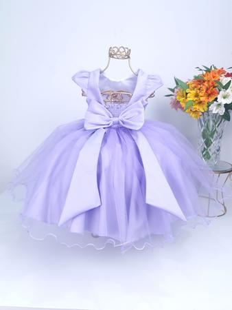 Vestido Infantil Lilás Rapunzel Princesa Sofia Aniversário Daminha