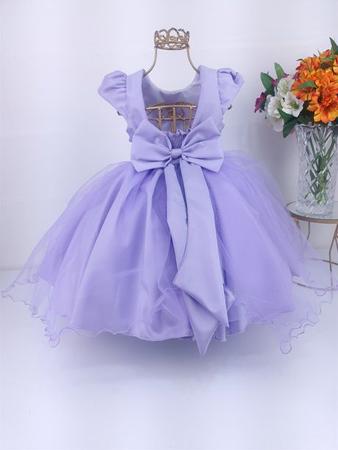 Vestido Infantil Princesa Sofia Rapunzel Ariel Lilás Rodado - Tio