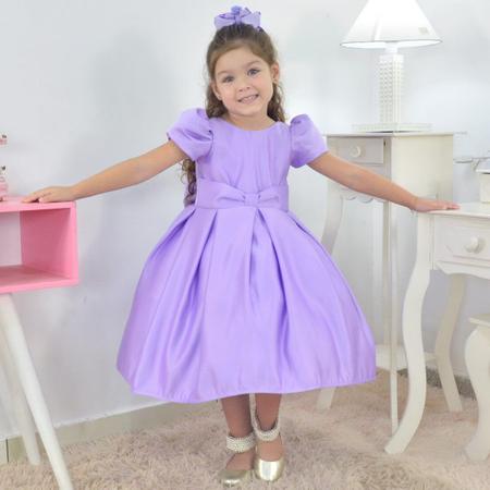 Vestido Infantil Lilás Sofia - Menina 6 Meses a 10 Anos - Moderna