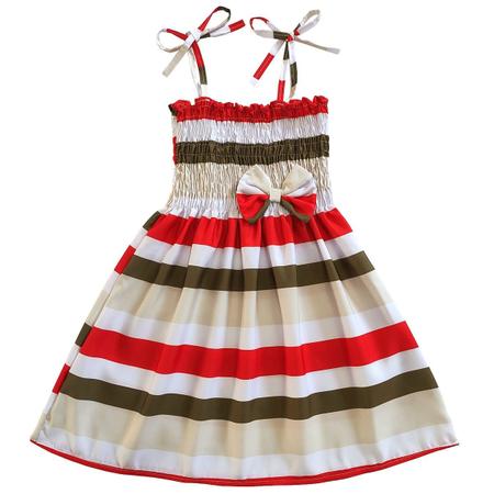 Vestido infantil listrado listra horizontal modelo ciganinha