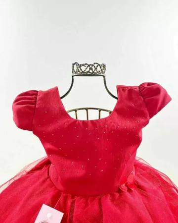 Imagem de Vestido Infantil Luxo de Festa Natal Vermelho com Brilho Borboleta COD.000501