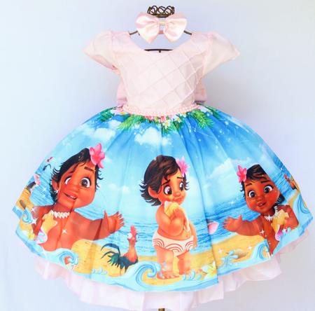 Vestido Infantil Moana Baby Festa Luxo Fantasia - Charlotte Store