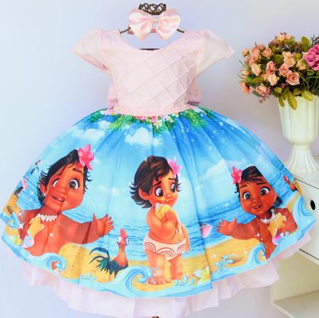 Vestido festa infantil da Moana Bebê