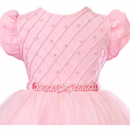 Imagem de Vestido Infantil Luxo Rosa Princesa Realeza Festa 1 A 3 Anos