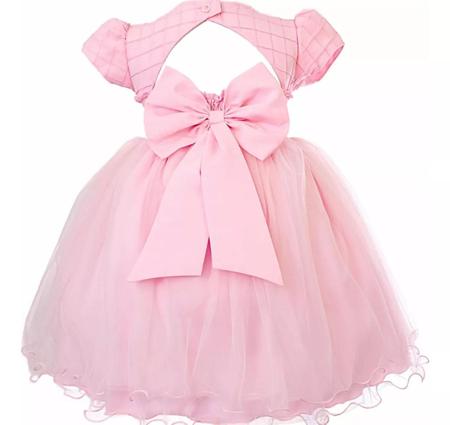 Imagem de Vestido Infantil Luxo Rosa Princesa Realeza Festa 1 A 3 Anos