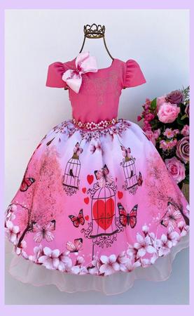 Vestido Infantil Jardim Encantado Com Borboletas