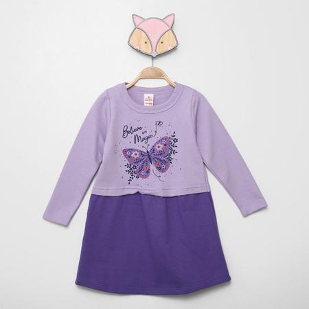 Imagem de Vestido Infantil Marisol Manga Longa Bicolor Estampado Borboleta