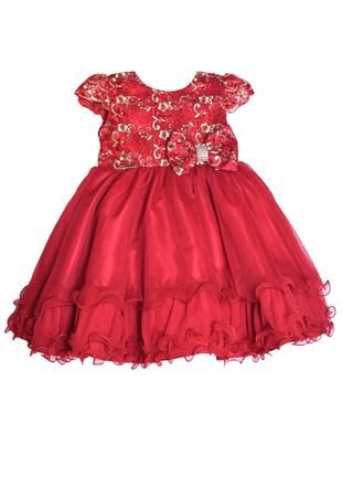 Imagem de Vestido Infantil Menina Bonita Vermelho/Dourado