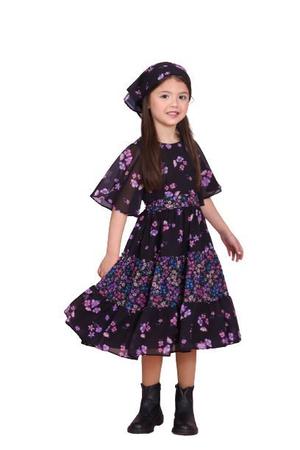 Vestido Infantil Menina Social Floral Preto Festa Ref 13130